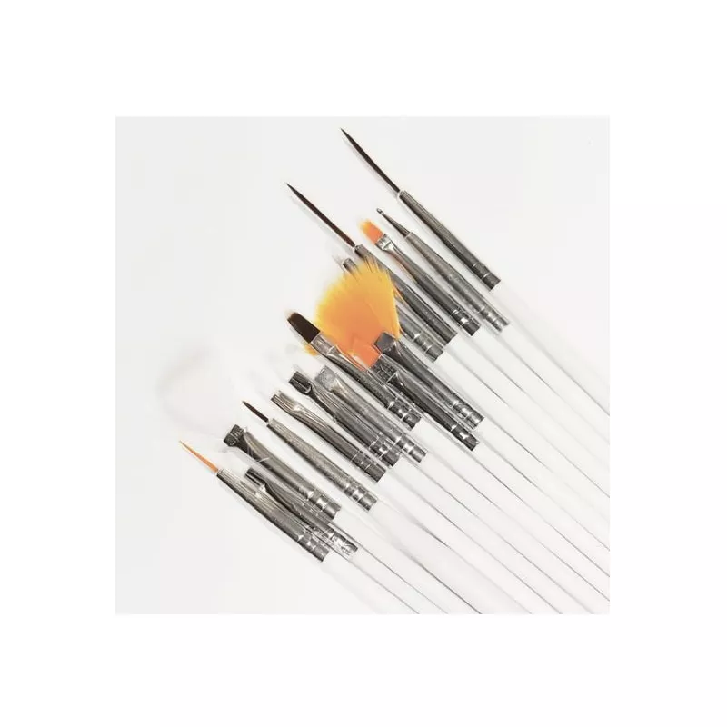 Kit de 15 Pinceaux pour les ongles en gel, les ongles en acrylique et les ongles en Nail Art