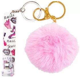 Porte Clés Pompon Rose 01 pour le métier de prothésiste ongulaire.