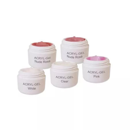 Box Découverte Acrylgel 5x5ml pour une manucure moderne ultra résistante.