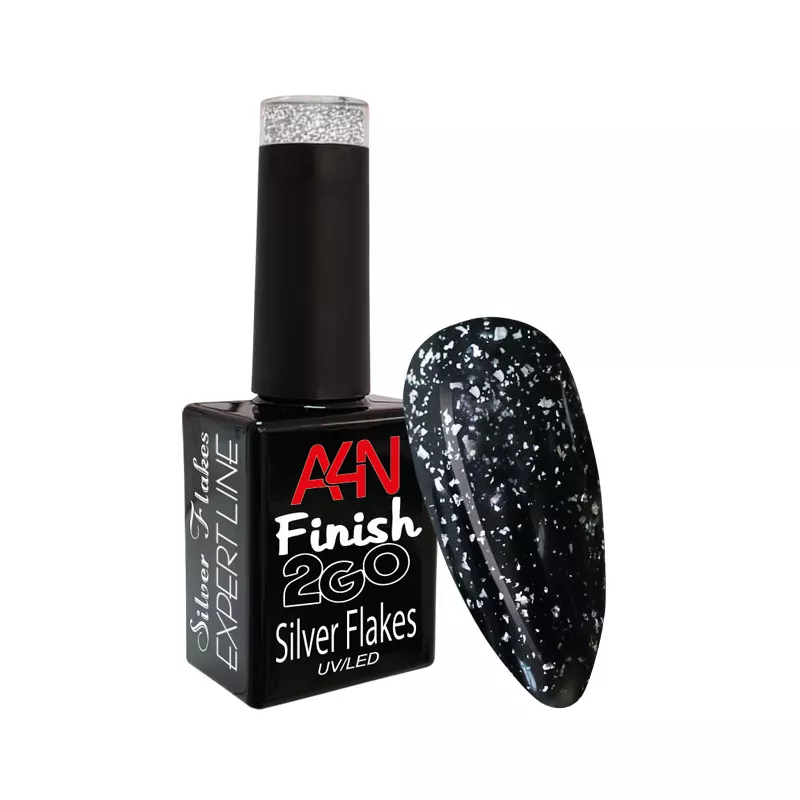 Finition 2Go Flakes Silver pour une manucure glamour Finition 2Go Flakes Silver pour une manucure glamour